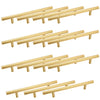 Lpraer 15 Pack Cabinet Handles Gold Stainless Steel T Bar Pulls Cupboard Handles Drawer Pulls for Kitchen (Overall Length 200mm, Hole Center 128mm)