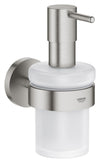 GROHE Start QuickFix Soap Dispenser with Holder (Metal & Glass, Filling Quantity 160 ml, Concealed Fastening, Including Screws and Dowels, Easy to Fit