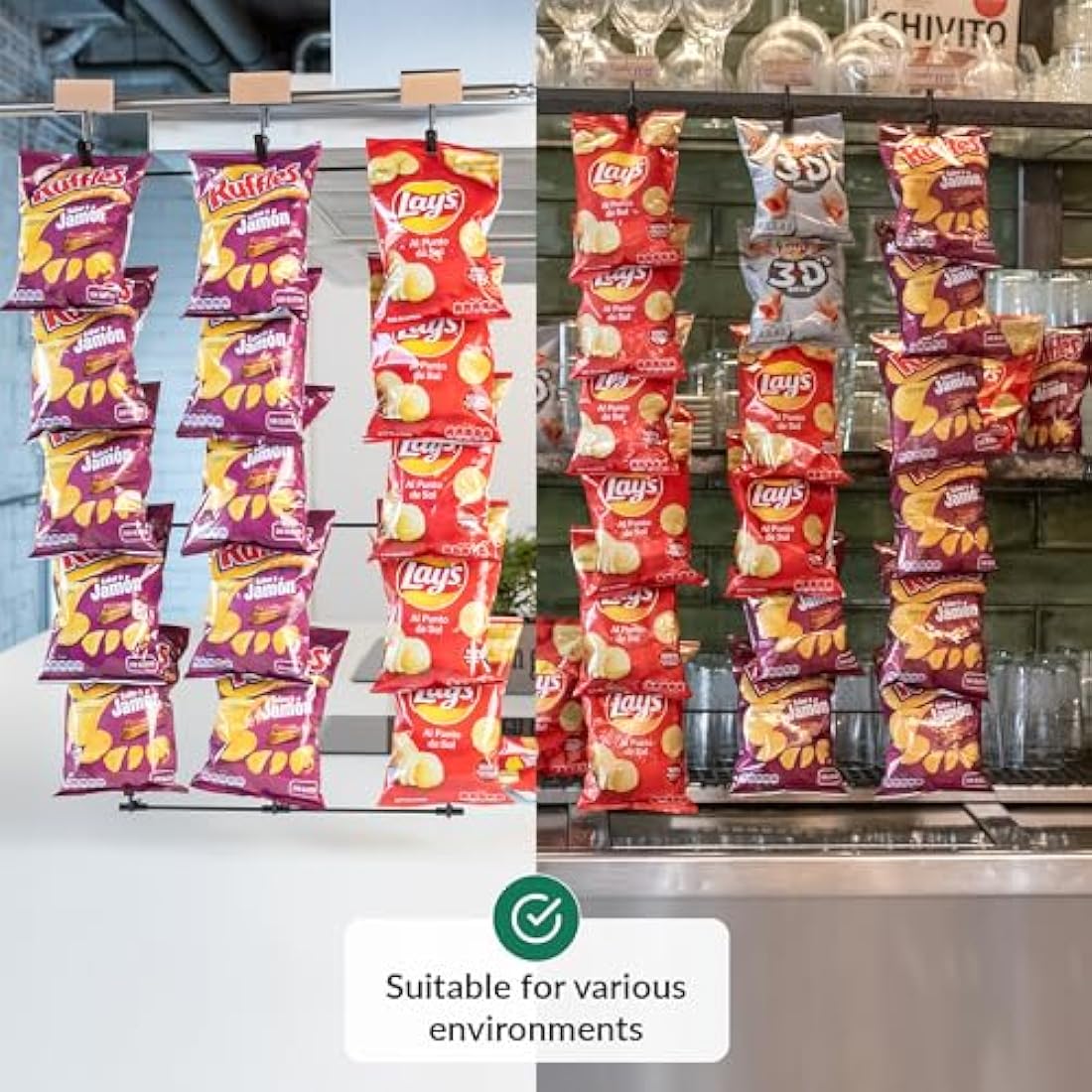 ODOXIA Display Stand | Hanging Chip Rack | Hanging Snack Display | Organise Your Space | Perfect for Shops and for Home | Sweet Display Rack