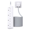 4 Way Extension Lead 5M, HANYCONY Extra Long Plug Extension Cord with Braided Cable, 13A 3250W Power Strip Socket for Home, Office, Garage, Garden,
