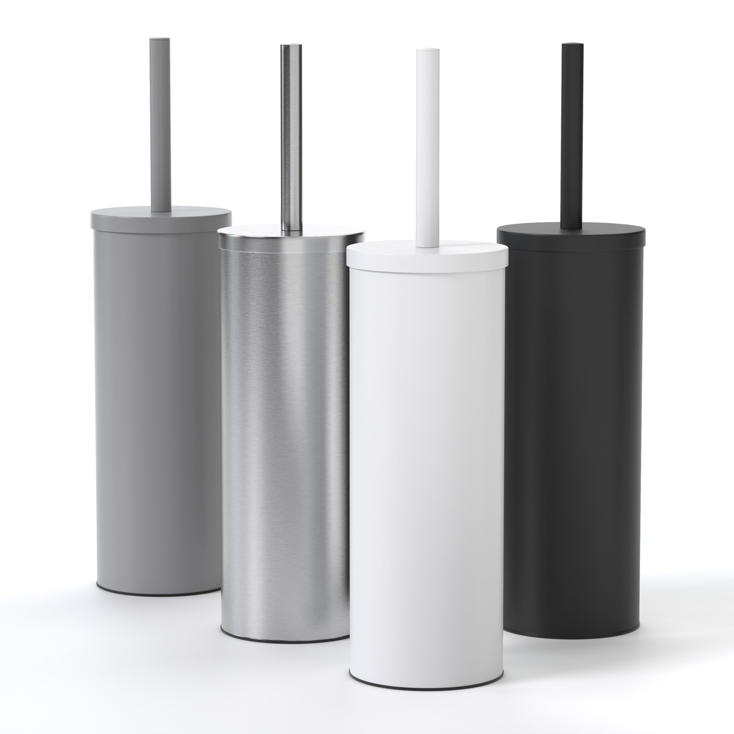 SAVEGA Silicone Toilet Brush Grey ? Stainless Steel Toilet Brush with Holder and Protective Cover ? Modern & Hygienic (Grey)