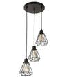 Timi Home Industrial 3-Light Pendant Light, Flush Mount Ceiling Light Fixture with Black Metal Cage Shade, Vintage Hanging Pendant Lighting for