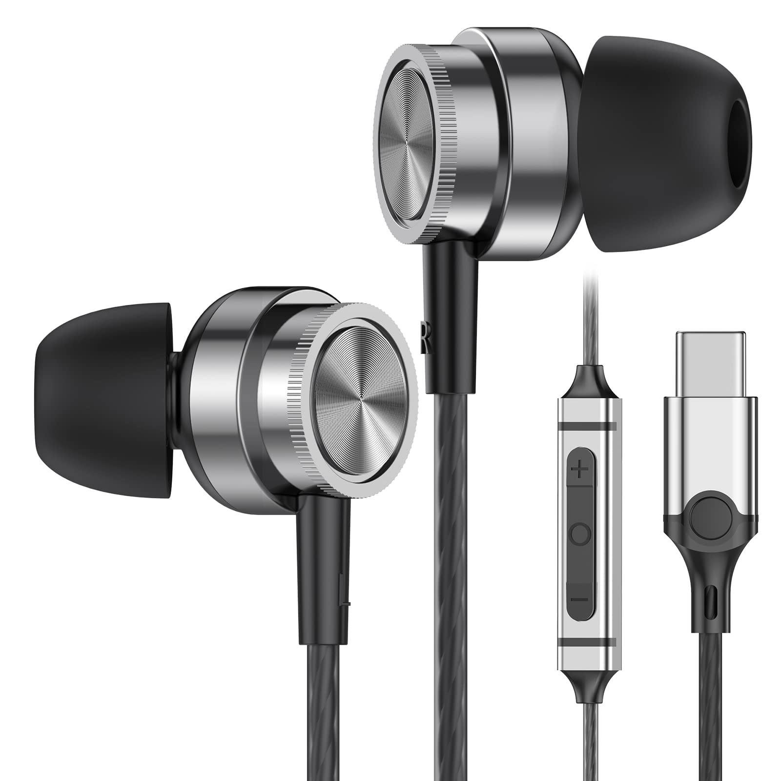 USB C Headphones for Samsung Galaxy S23 Ultra S22 S21 FE S20 A53, USB C Earphones with microphones type c in ear headphones wired Earphones Compatible
