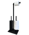 Libaro Toilet Brush Set Palermo ? Free-Standing Toilet Roll Holder with Closed Toilet Brush ? Metal Toilet Brush and Toilet Paper Holder in Black ?