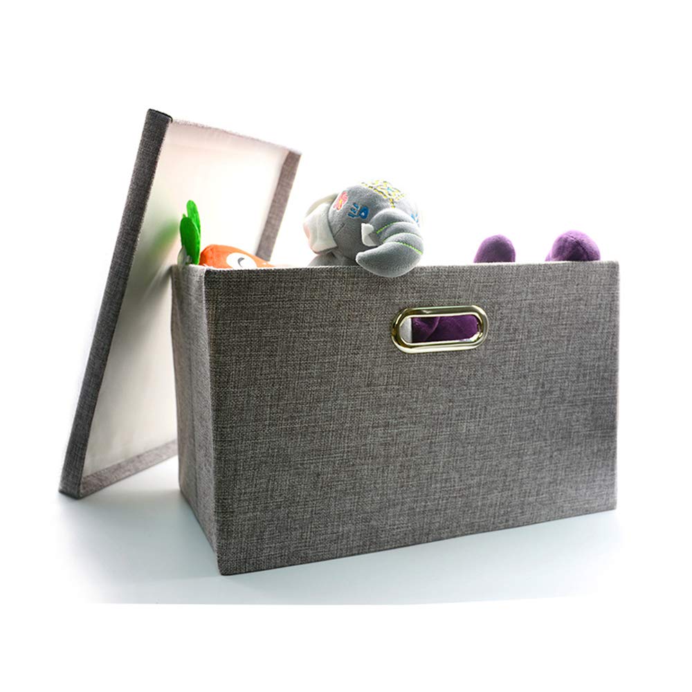 Wintao Storage Boxes with Lids Large, Foldable Fabric Storage Baskets for Shelves, Home and Office, Grey, 44 x 31 x 29 cm, 3 Pack
