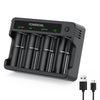 POWEROWL AA AAA C D Battery Charger, Universal Battery Charger for Ni-MH Rechargeable Batteries (USB Fast Charging, Input DC 5V 2A, Independent Slot)