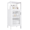 HITNET Bamboo Bathroom Storage Cabinet, 4 Tier Small White Floor Cabinet, Freestanding Narrow Slim Storage Organizer with Single Door