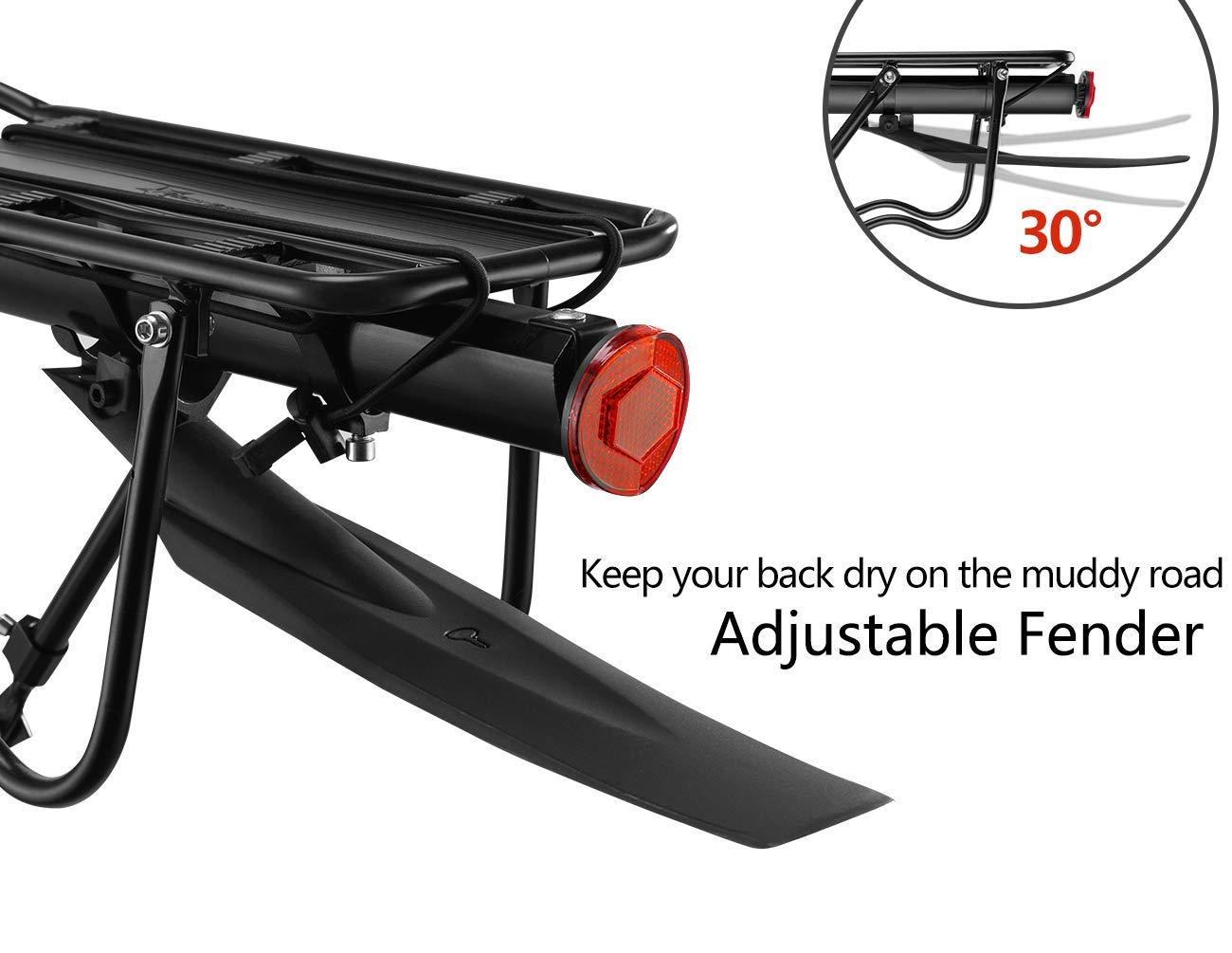 ROCKBROS Bike Pannier Rack Rear Bike Rack Mountain Bike Rack Bicycle Rear Rack Carrier with Reflector Adjustable Bike Luggage Cargo Quick Release