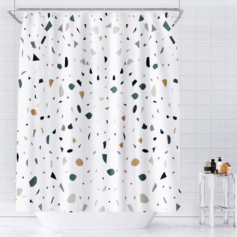 AceList Shower Curtain 180x200 cm, Anti-Mould Bath Curtain, Waterproof, Washable, Weighted Hem with 12 Shower Curtain Rings
