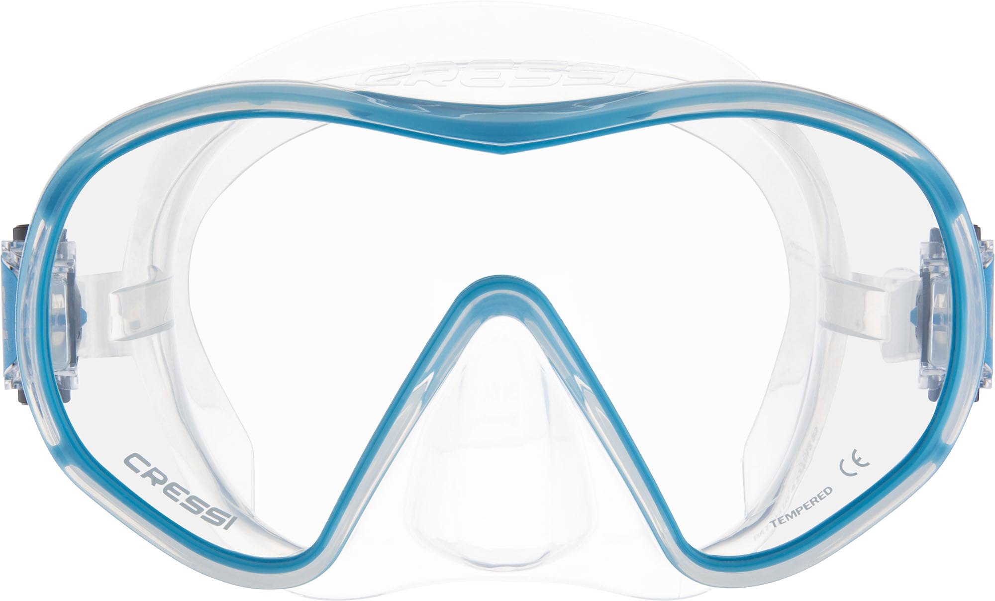 CRESSI F-Dual + Supernova Dry Combo - Unisex Diving Mask F-Dual rimless and Dry Snorkel for Snorkelling and Scuba Diving, Colour Clear/Blue, One Size