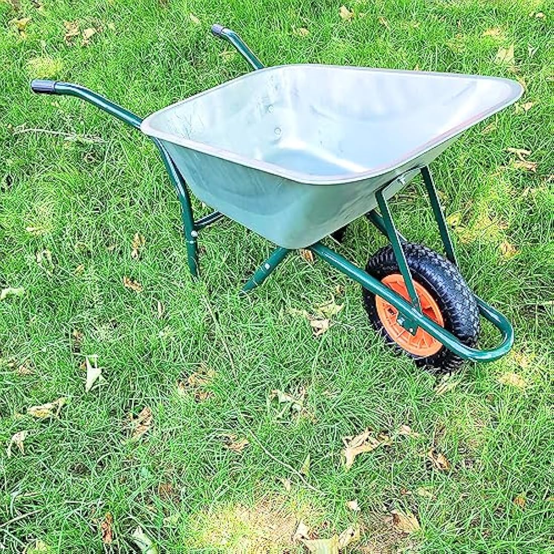 Metal Wheelbarrow - Galvanised with Pneumatic Tyre Professional Garden Wheelbarrow - 100 Litre