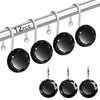 12PCS Shower Curtain Hooks Rings for Bathroom, Stainless Steel Rust Resistant Decorative Rhinestones Shower Curtain Rings Hangers for Shower Curtains,