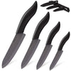 Ceramic Chef's Knife Set - Professional Sharp Knives With Cover, Includes 3" Paring knife, 4" Fruit Knife, 5" Utility knife, 6" Chef's Knife (Black)