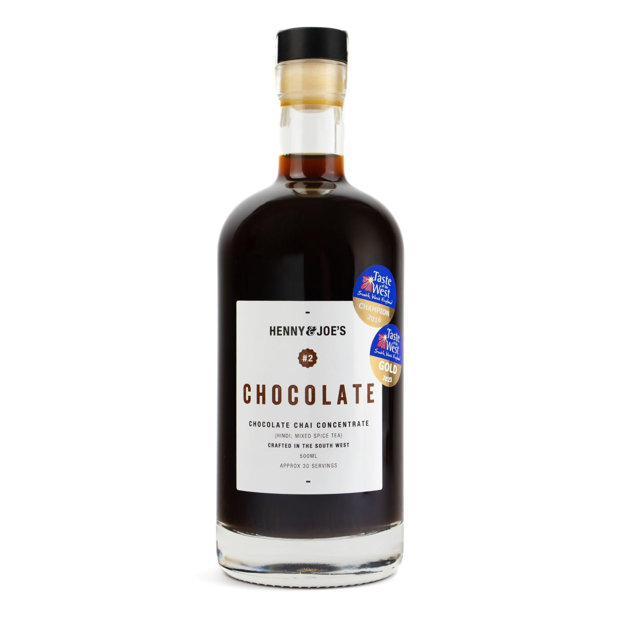 Henny & Joe's Chocolate Chai Concentrate Syrup - Indian Blend of Spices for Tea & Latte | 100% Natural Ingredients - Vegan - Award-Winning | No