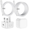 iPhone 17 16 Fast Charger, 20W USB C Fast Charger Plug with 1M+2M USB C to C Type C Cable for iPhone 17/17air/17 pro/17pro max/17plus/ iPhone16/15
