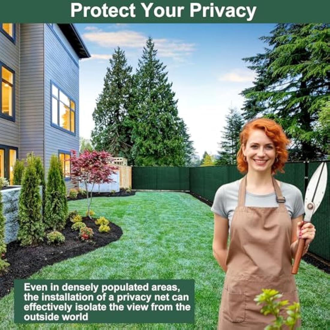 BeGrit Garden Privacy Screen 2m × 5m Outdoor Fence Covering Net 90% HDPE Tear & UV Resistant Windbreak Privacy Mesh with 100 Cable Ties for Patio Backyard Plants Screening Panels