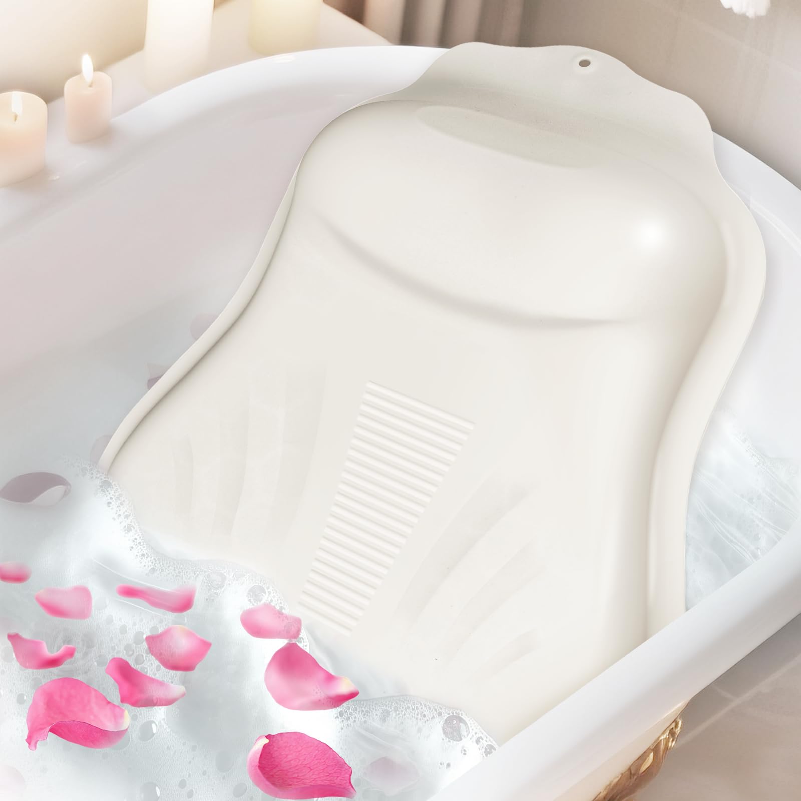 SoSheen Bath Pillow ? Inflatable Silicone Bath Tub Cushion, Spa-Quality Support for Head, Neck, Shoulders & Back, 32 Powerful Suction Cups, Fits All