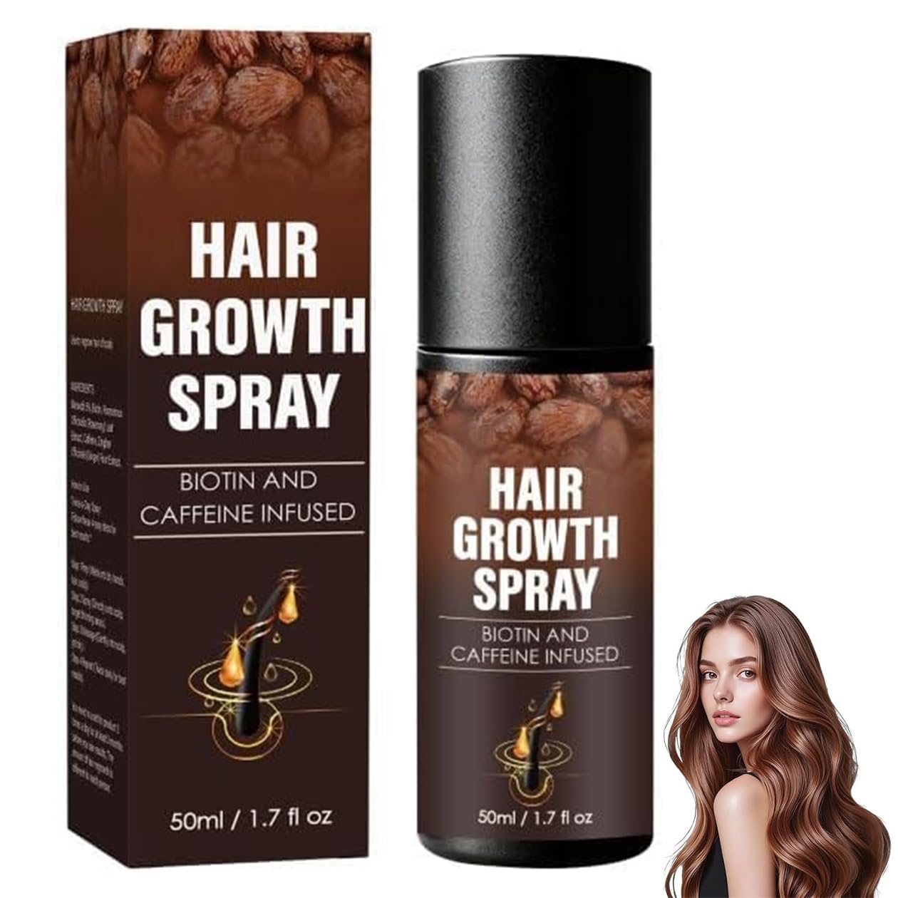 Hair Growth Spray for Women & Men,With Rosemary & Caffeine Ginger Extract, Natural Hair Loss Spray, Fights Hair Thinning & Hair Loss, Promotes