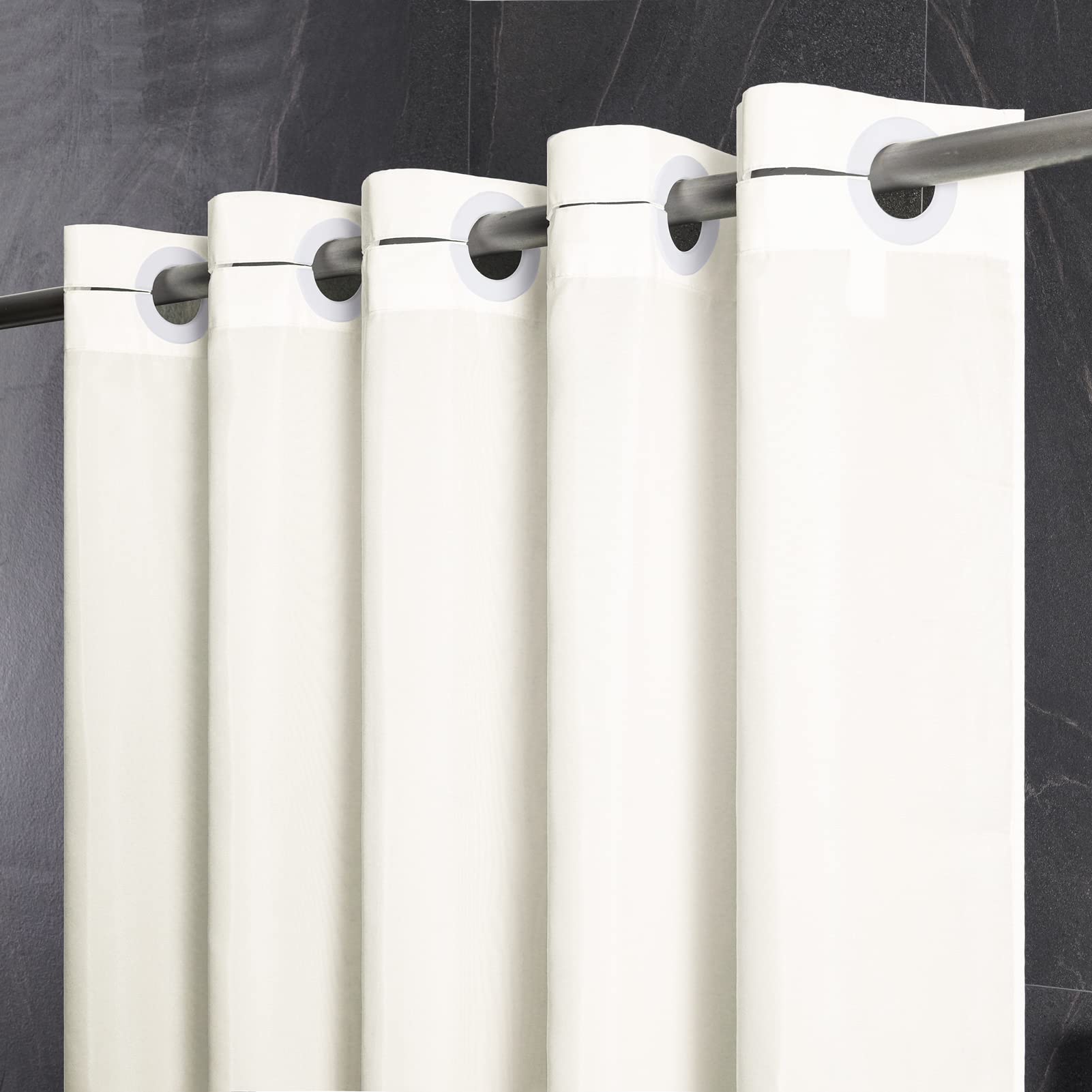Furlinic Anti Mould Shower Curtain Beige Polyester Fabric Weighted Curtains Polyester Liner Waterproof for Hotel and Family 47x72 Inch.