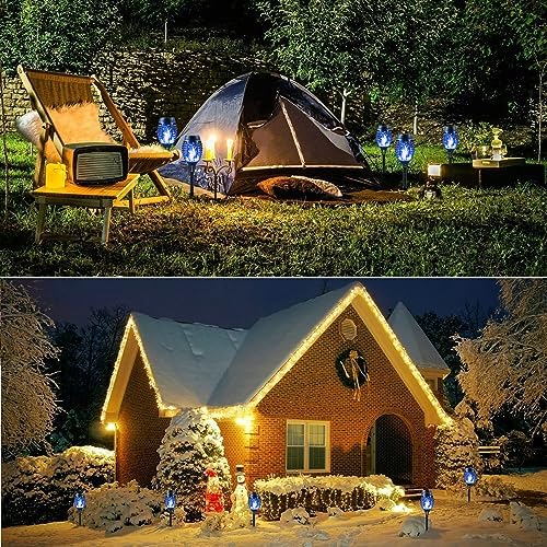 Solar Lights Outdoor Garden, 12 Pack Solar Flame Lights LED Warm Flickering Flames Waterproof Solar Torch Lights Garden Ornaments Landscape Lighting Auto On/Off for Pathway Yard Patio Decoration(Warm)