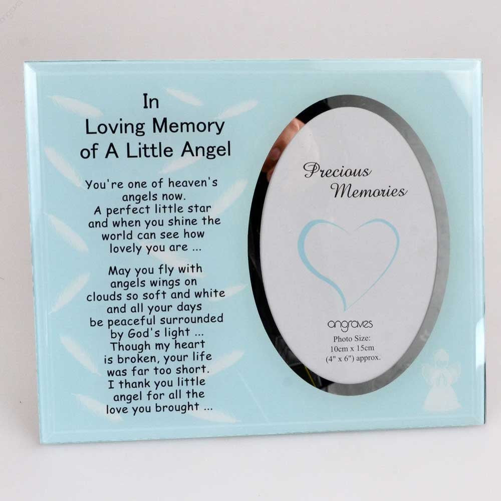 In Loving Memory of a Little Angel Boy Glass Photo Frame Tribute Memorial Plaque