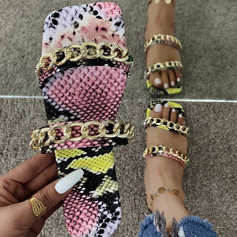 Women's Sandals New Serpentine Flower Flat Bottom