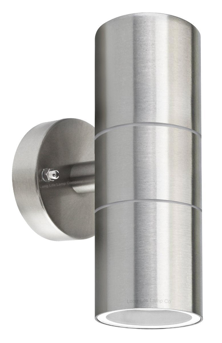 Modern Stainless Steel Up Down Double Wall Spot Light IP65 Outdoor Use GU10 (Pack of 4)