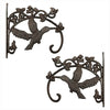 Sungmor Cast Iron Plant Hanger Wall Hooks - Heavy Duty Hanging Basket Brackets - Hummingbird Shape & 26.5CM & 2PC Brown - Decorative Wall Hangers for