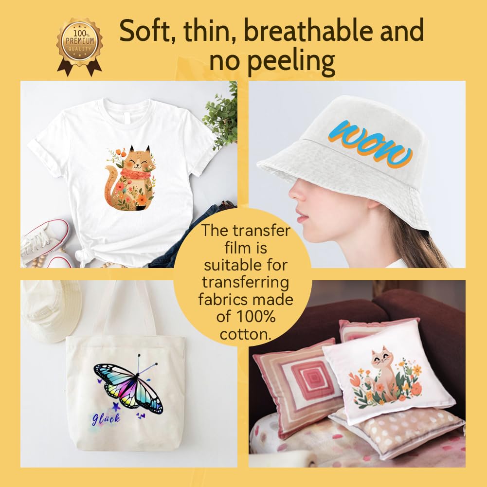 TransOurDream Tru-T Shirt Transfer Paper 50 Sheets A4 Iron On Transfers for Inkjet & Laser Printer Printable HTV Heat Transfer Vinyl for White and