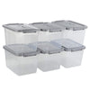 Gitany 6-pack 12 L Plastic Latching Storage Box with Lid, Clear Container Set