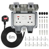 Anesty Outdoor Socket with 6m Extension Lead, Outdoor Double Plug Sockets Waterproof IP66, Weatherproof Outdoor Plug Sockets, Exterior Wall Garden 2