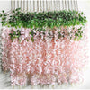 12 Packs Artificial Wisteria Flowers Vine Fake Wisteria Garland Flower Garlands Artificial Hanging Flowers for Decoration Garden Party Outdoor Wedding Decoration (Pink-Dense)