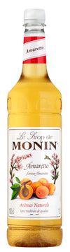 MONIN Premium Amaretto Syrup 1L for Coffee and Cocktails. Vegan-Friendly, Allergen-Free, 100% Natural Flavours and Colourings. Sugar Syrup