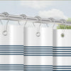 Lerores Shower Curtain, 180 x 200 cm, Blue Striped Design, Weighted Hem, Anti-Mould Textile, Water-Repellent, Washable Polyester Bath Curtains with