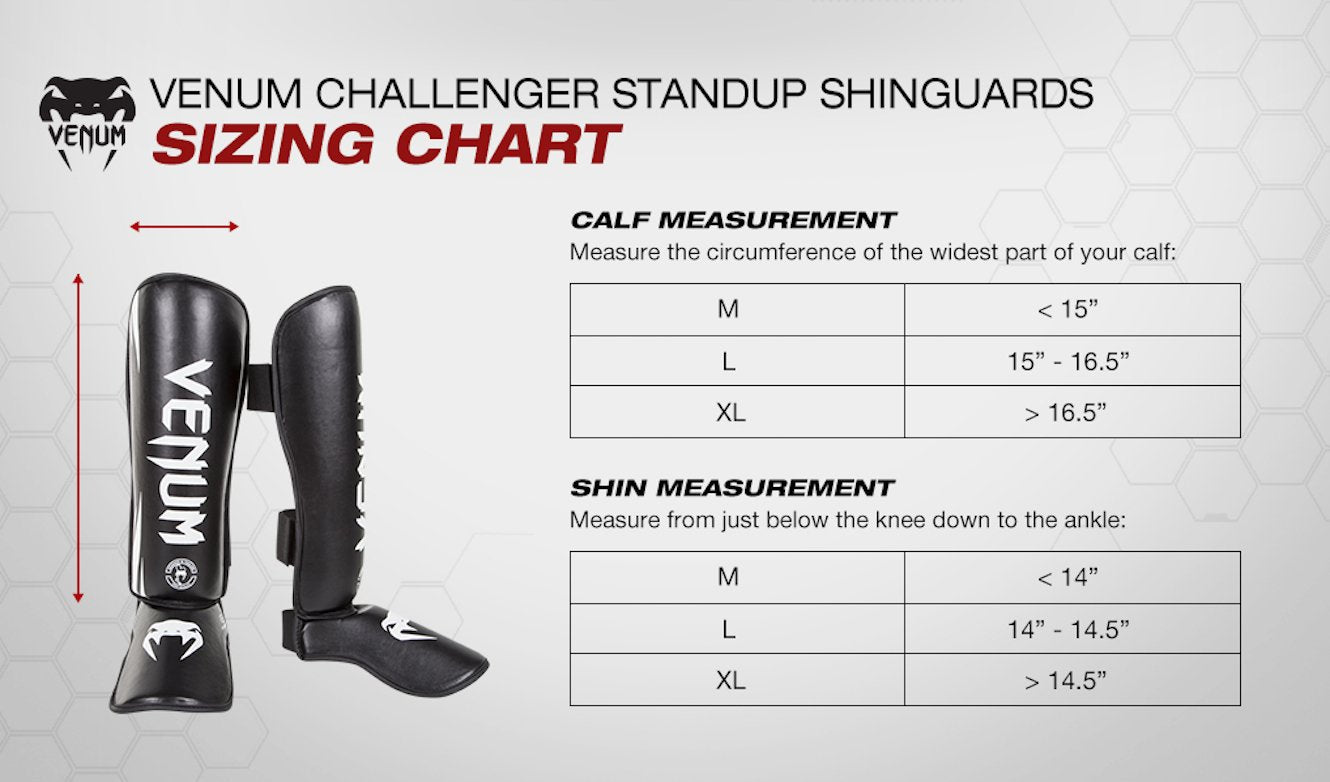 Venum, Challenger Standup Shin Guards, Men's, M, Black