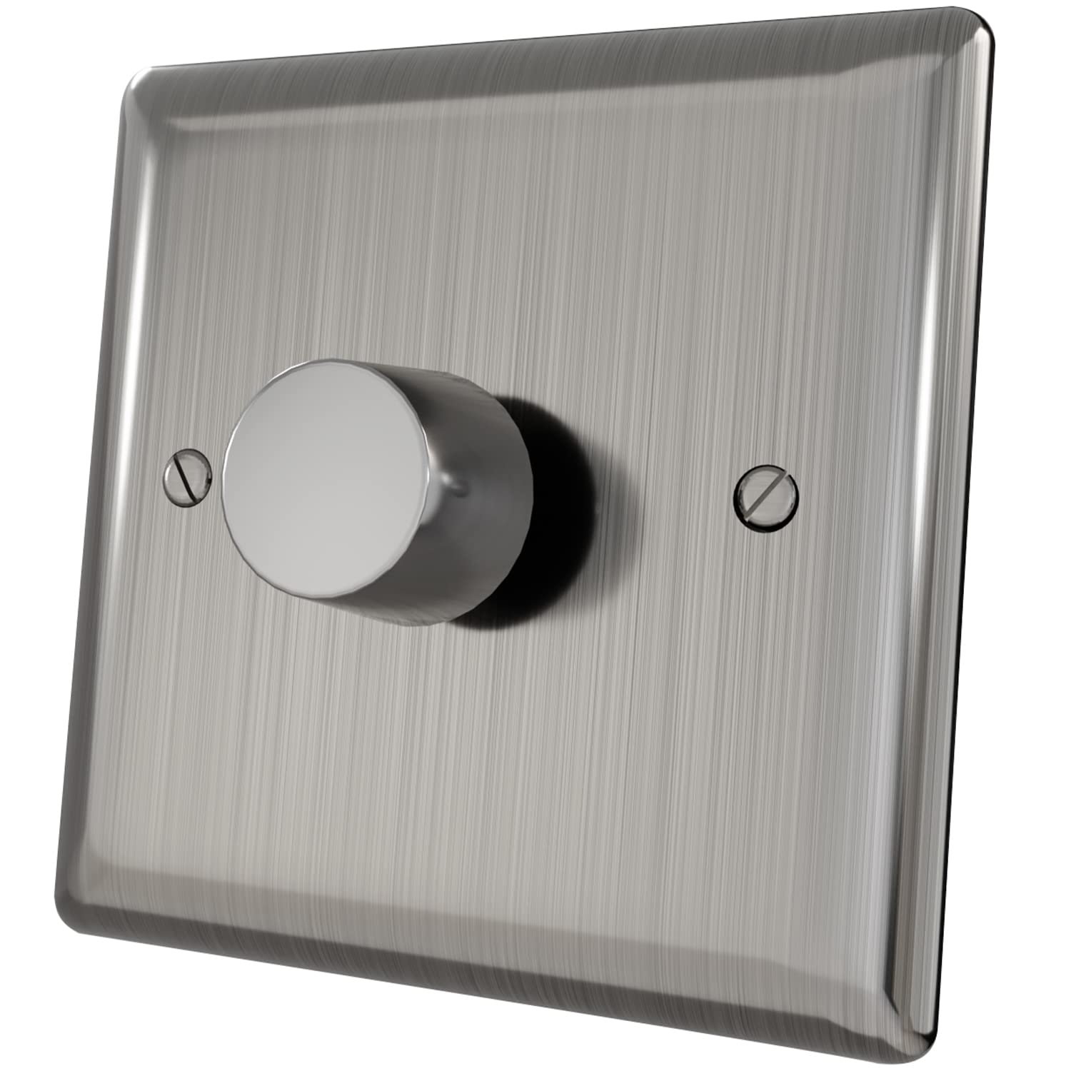 iolloi LED Dimmer Switch 1/2 Gang On/Off Rotary Dimmer Switch for Dimmable LED/Incandescent Bulbs/Halogen Lamps Brushed Steel 3-100W