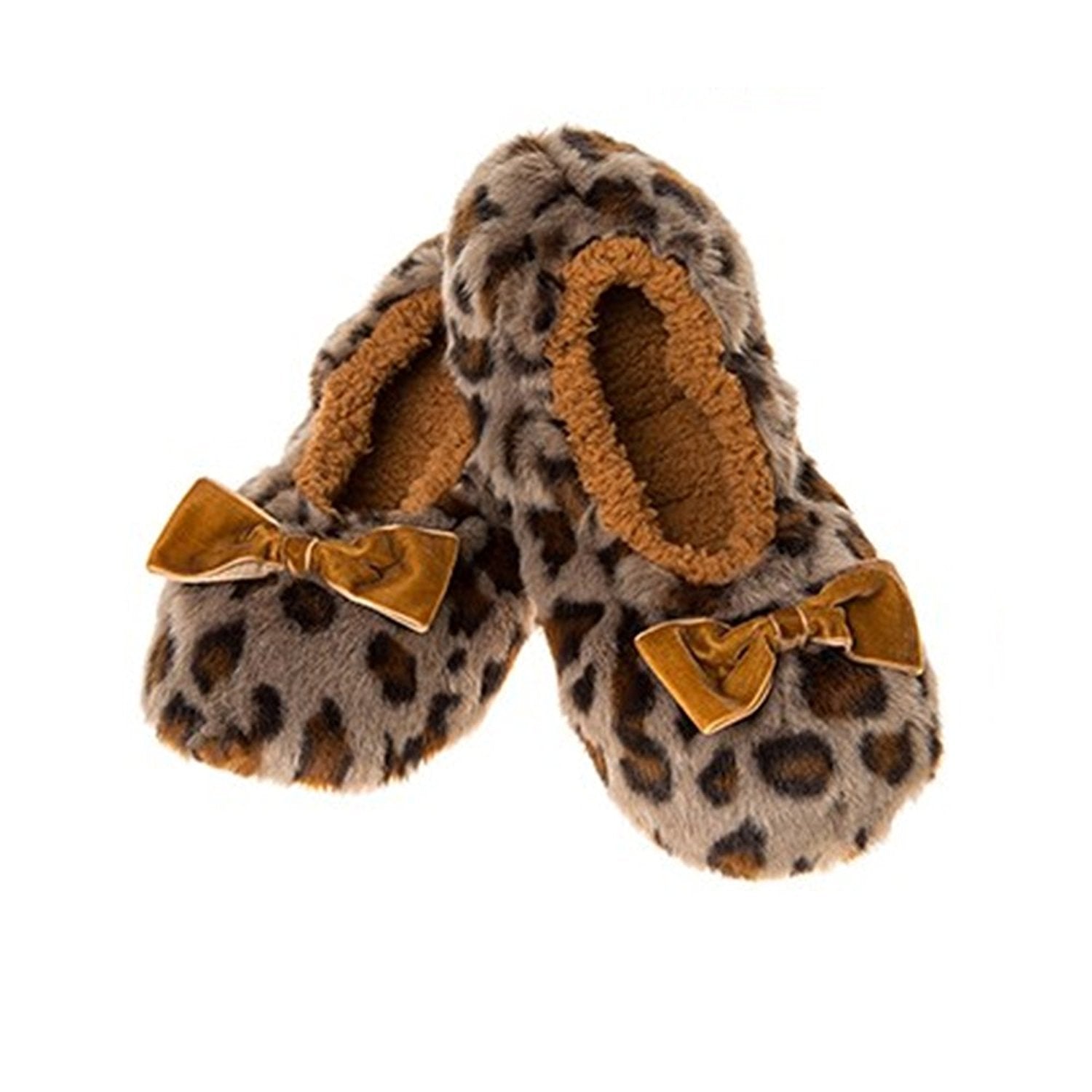 Grey Leopard Touch Me Snoozies Winter Warm Modern Ballet Slippers - Ladies / Girls  (Medium UK 5-6)