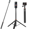 2-in-1 Selfie Stick Tripod for Insta 360 X5/X4/X3/ONE X2/ONE X/Ace Pro/ONE RS(1-Inch 360 excluded)/GO 3/GO 2, DJI Osmo 360, Action Camera Extendable