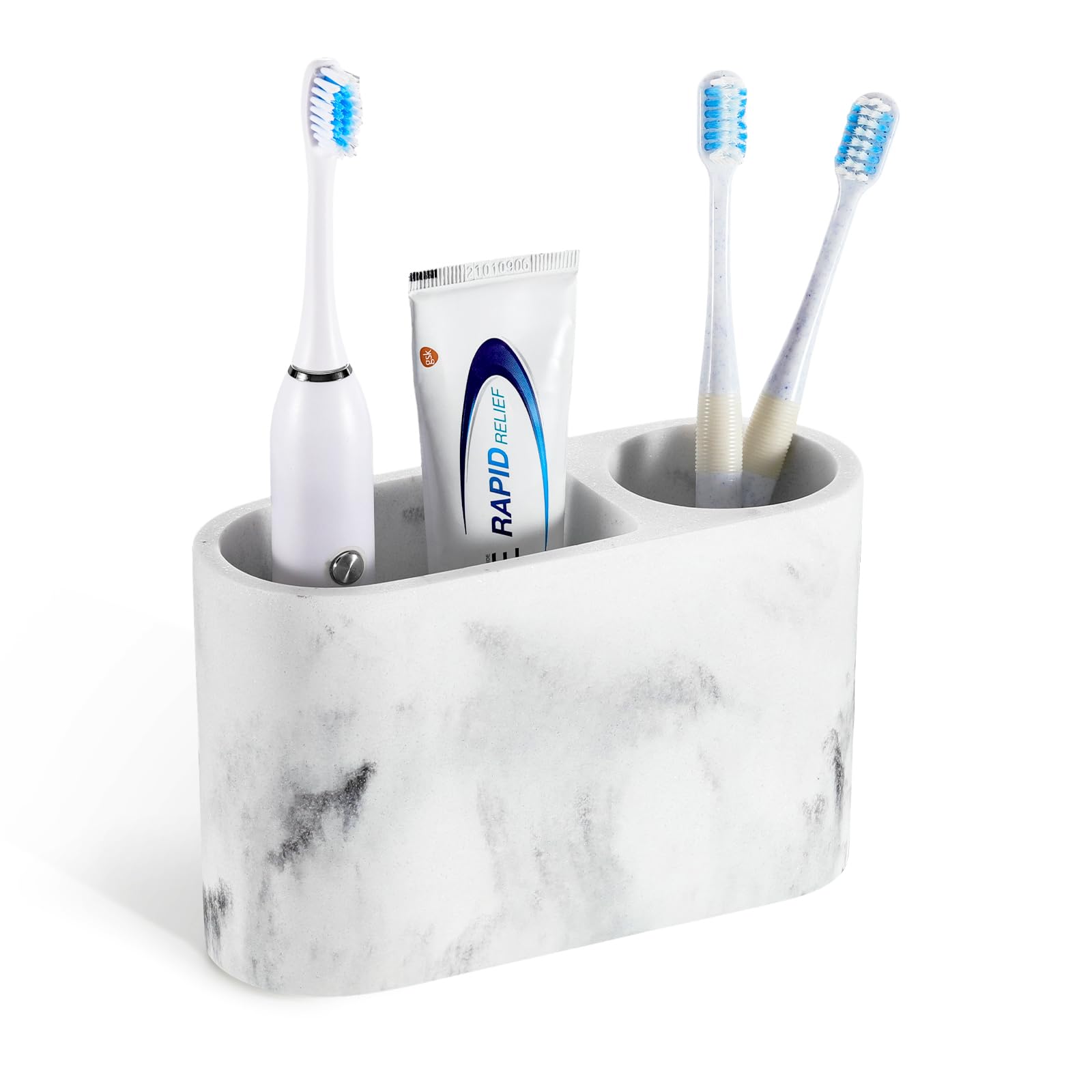 Luxspire Toothbrush Holder, 2 Slots Toothbrush and Toothpaste Holdersfor Bathrooms, Resin Toothbrush Holder Electric Toothbrush Stand for Vanity