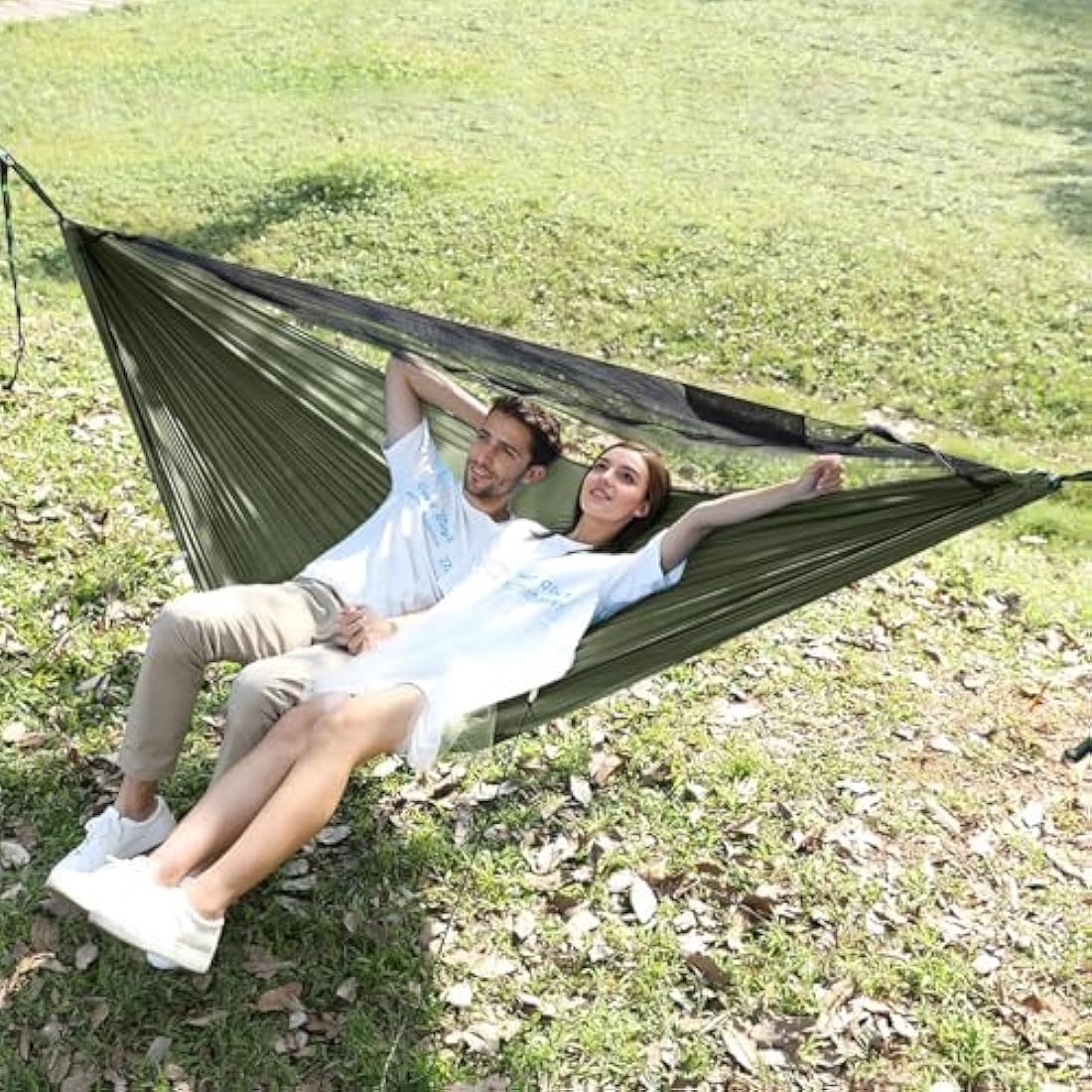 Travel Bird Camping Hammock with Mosquito Net and Ridge Rope, 290 * 140CM Large Space, Portable Lightweight Hanging Hammocks with Tree Straps for Outside, Hiking, Travel and Backpacking