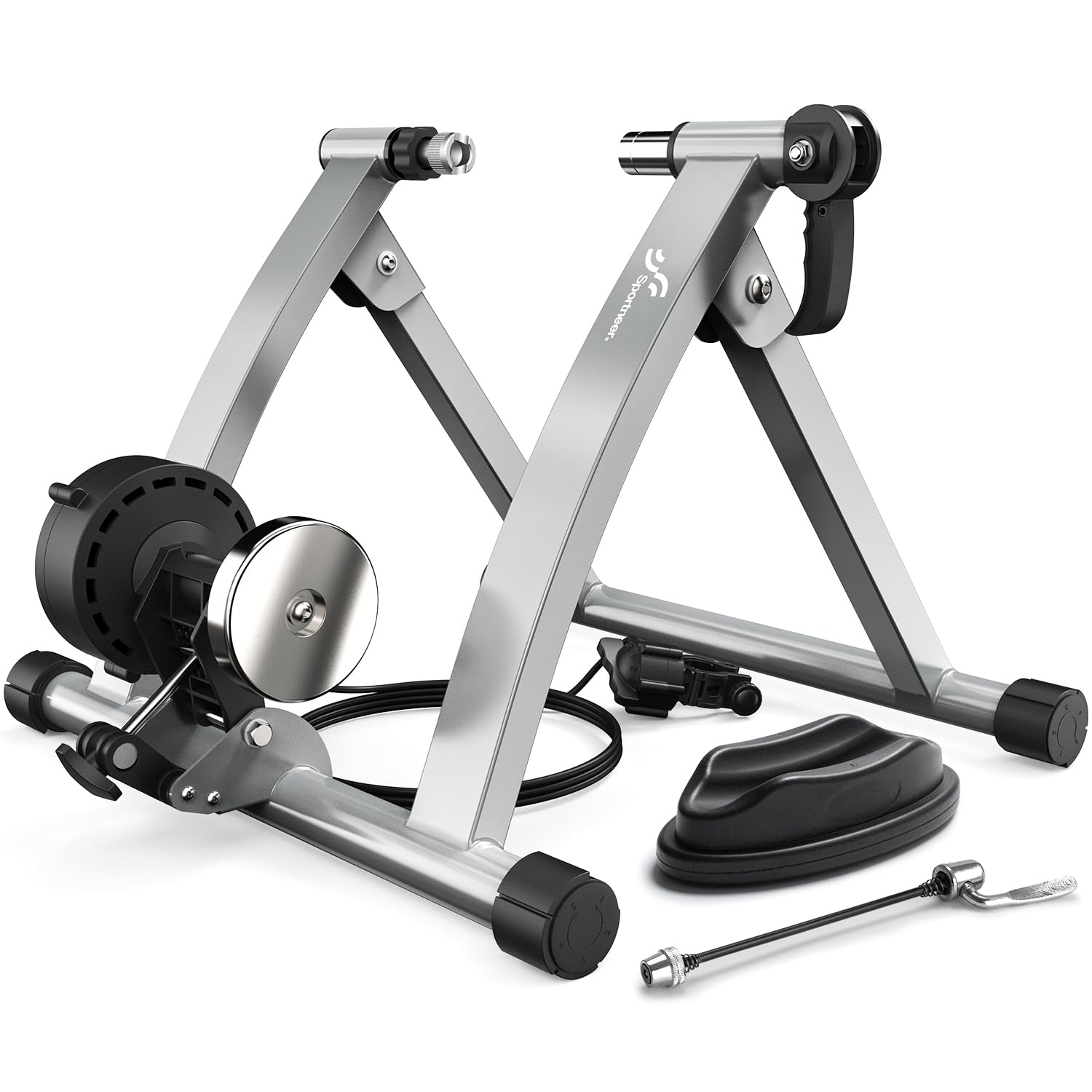 Sportneer Turbo Trainer, Bike Trainer with 6 Resistance Settings for Indoor Bike Trainer Stand Steel Bicycle Exercise Magnetic Stand with Noise