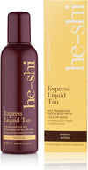 He-Shi Self Tan Express Instant Fake Tan Liquid ? Bronze Natural Quick Dry Formula with Tropical Smell - Vegan & Cruelty Free - Medium Bronzing Glow