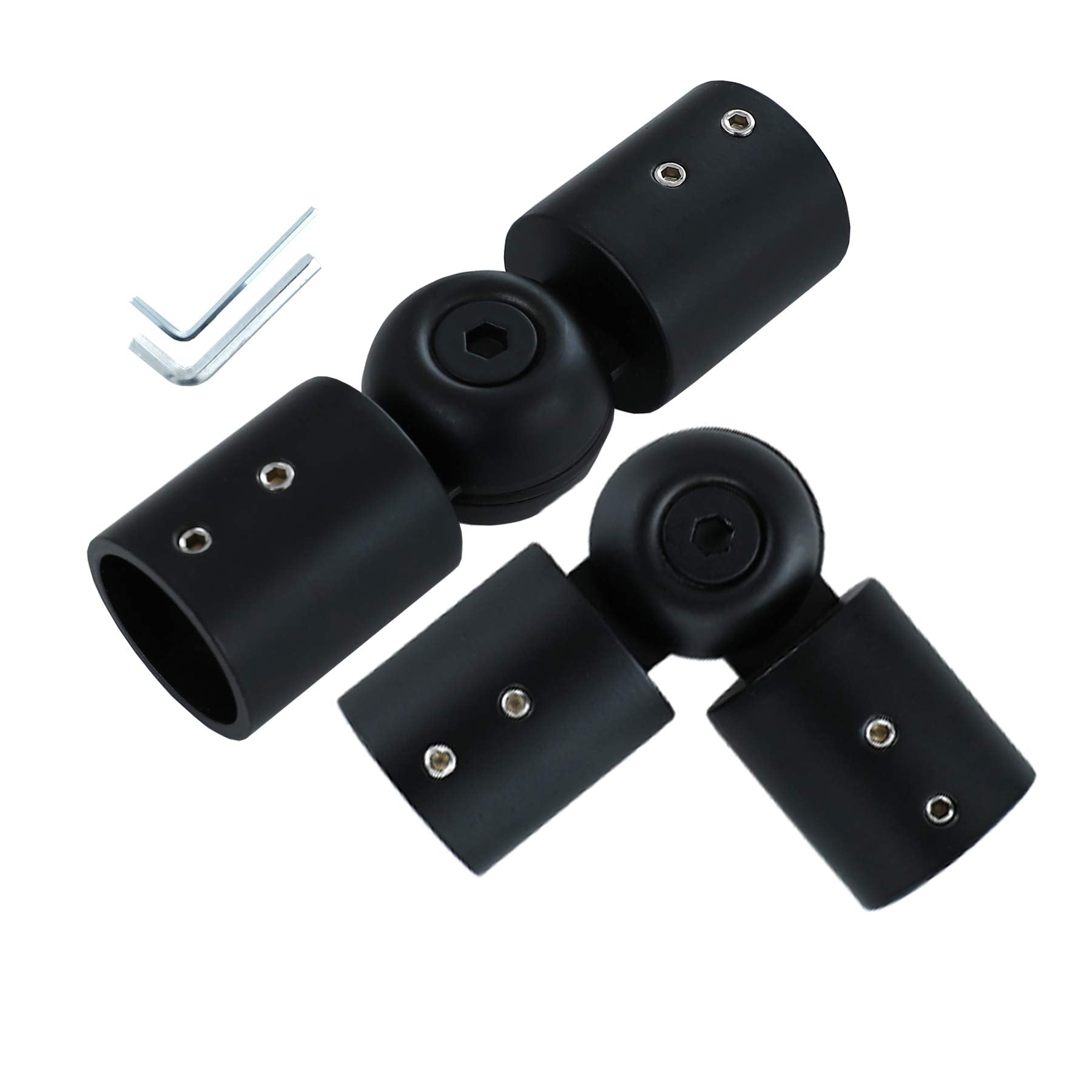 1 1/8" Window Corner Curtain Rod Connector 2.8cm Adjustable Curtains Pole Hinged Elbow Extender for Bay Window Curtain or Corner Drapery Blinds Rods
