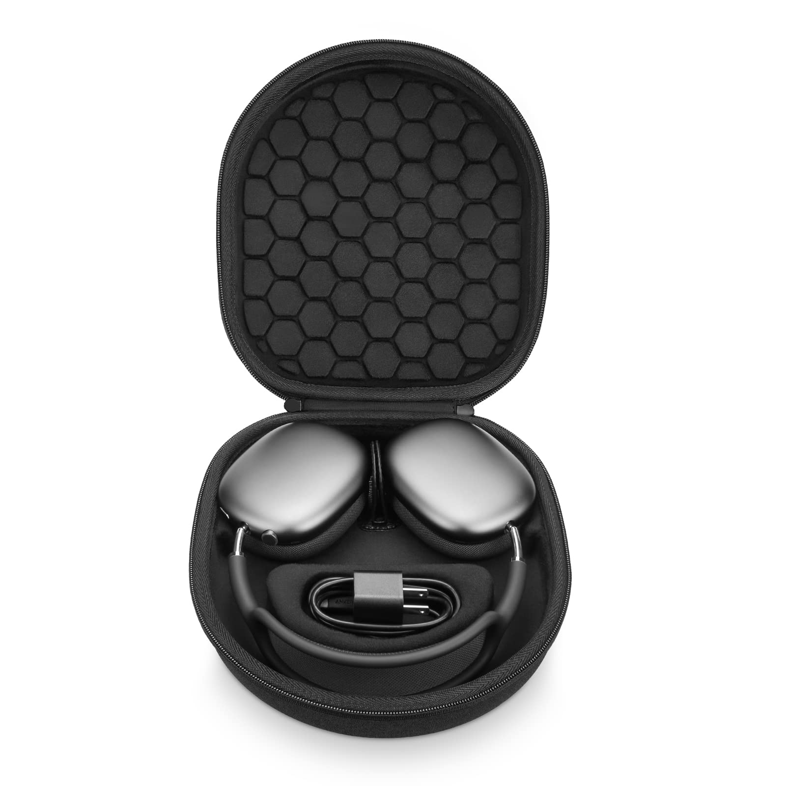 Smart Case for New Apple AirPods Max Supports Sleep Mode, Hard Organizer Portable Carry Travel Cover Storage Bag (Black)