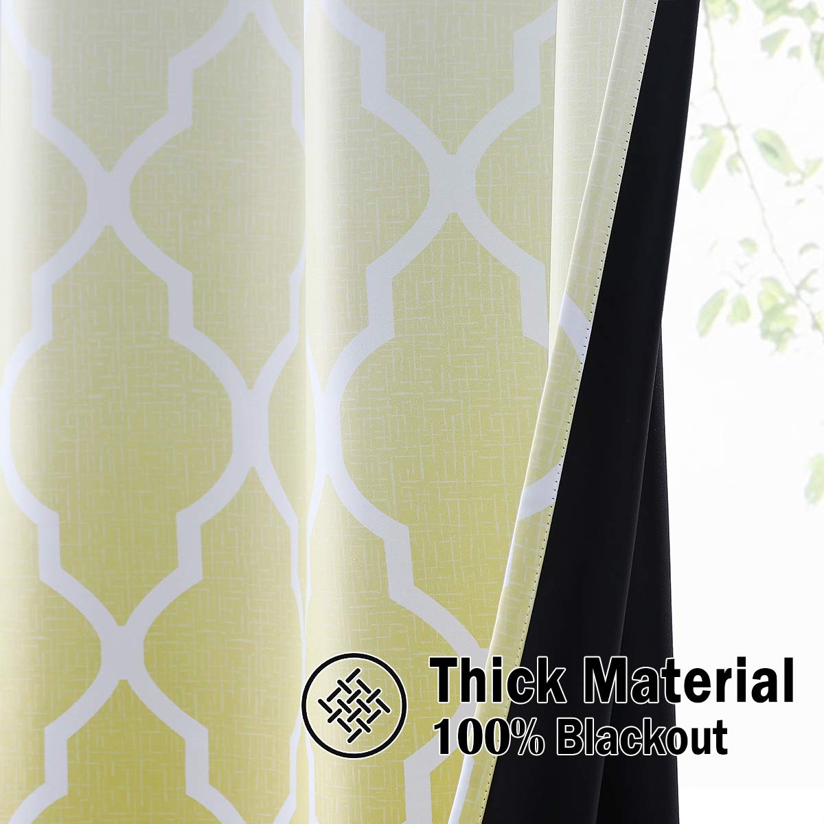 Beauoop Blackout Curtains for Living Room Yellow Ombre Curtains 90 Inch Drop Geometric Print Eyelet Curtain for Bedroom Room Darkening Thermal