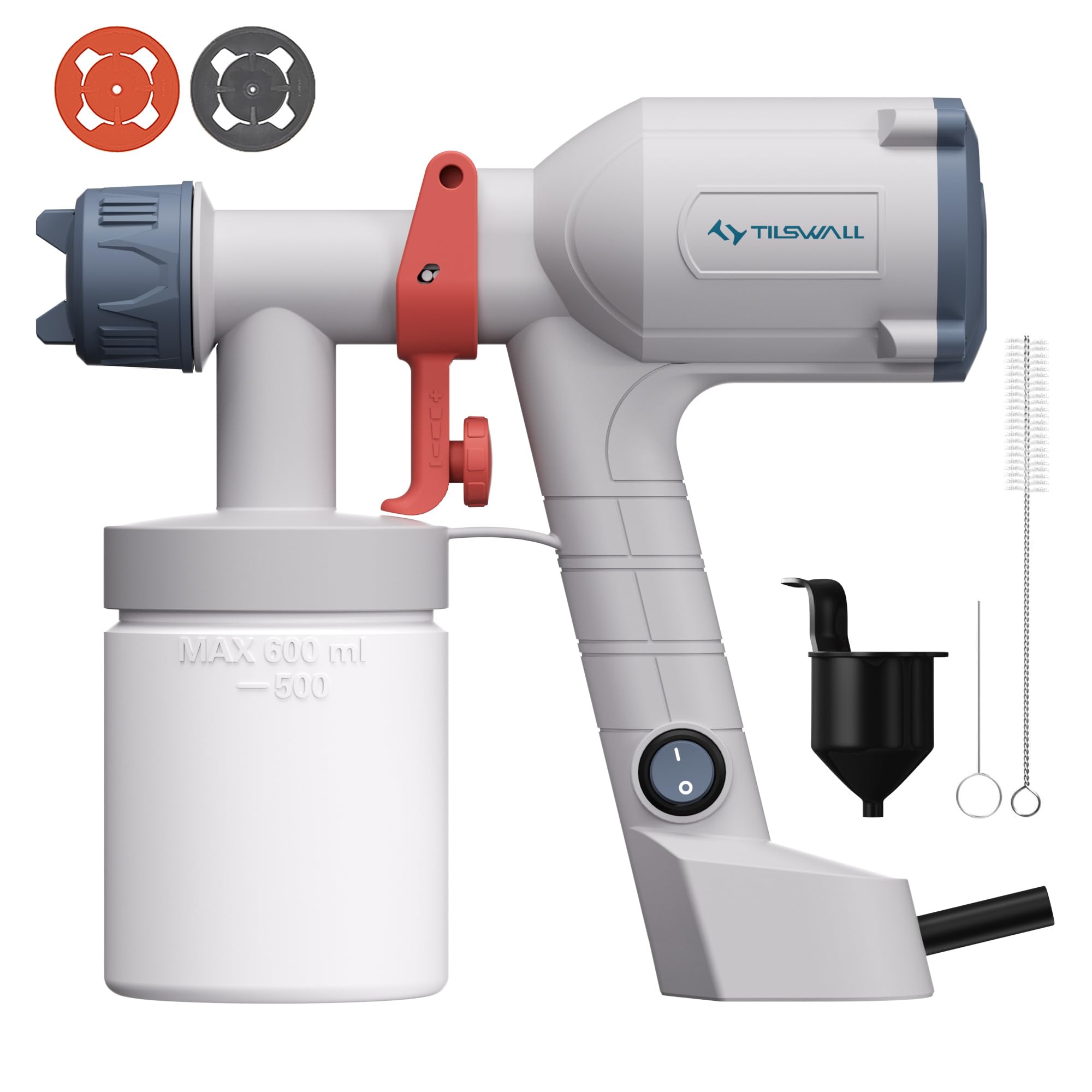 Fence Paint Sprayer, Tilswall Upgraded Ultra-Light Electric Paint Spray Gun with 2 Nozzles & 3 Patterns - Perfect for Fences, Sheds, Walls, Ceilings,