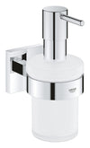 GROHE Start Cube Soap Dispenser with Holder (Material: Frosted Glass & Metal, Filling Quantity 160ml, Including Screws and Dowels), Size 158mm, Extra