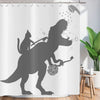 ASDCXZ Shower Curtain Funny 180x180 cm, Simplicity Funny Cat Dinosaur White Washable Textile Bathroom Curtains Polyester Fabric Waterproof Shower