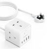 3M Extension Lead with 4 USB, 3 Way Multi Plug Extension Socket with 2 USB A 2 USB C, Desktop Power Extension Cable for Home Office