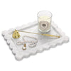 Marble Tray with Scalloped Edge,Luxury Natural Stone Bathroom Vanity Tray Decorative for Dresser Top Perfume Coffee Home Kitchen Sink Key Trinket